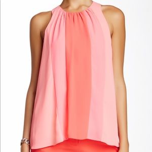 NWT Vince Camuto Pleated Front Colorblock Tank L